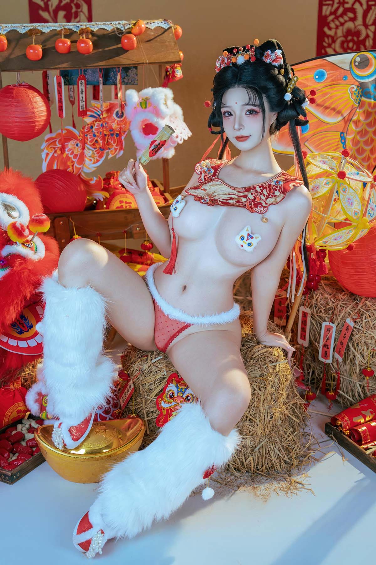 yuuhui玉汇 – 新春特辑 醒狮少女 Cosplay-第2张