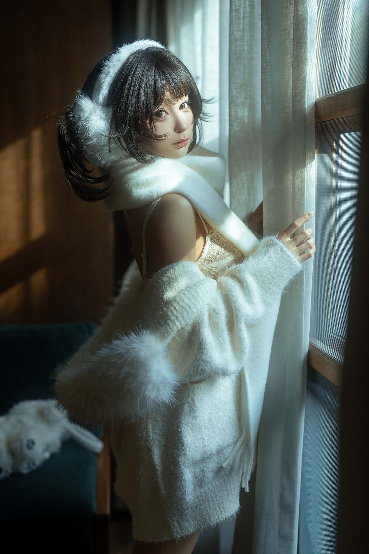 蠢沫沫 – 白毛衣 Cosplay-第1张