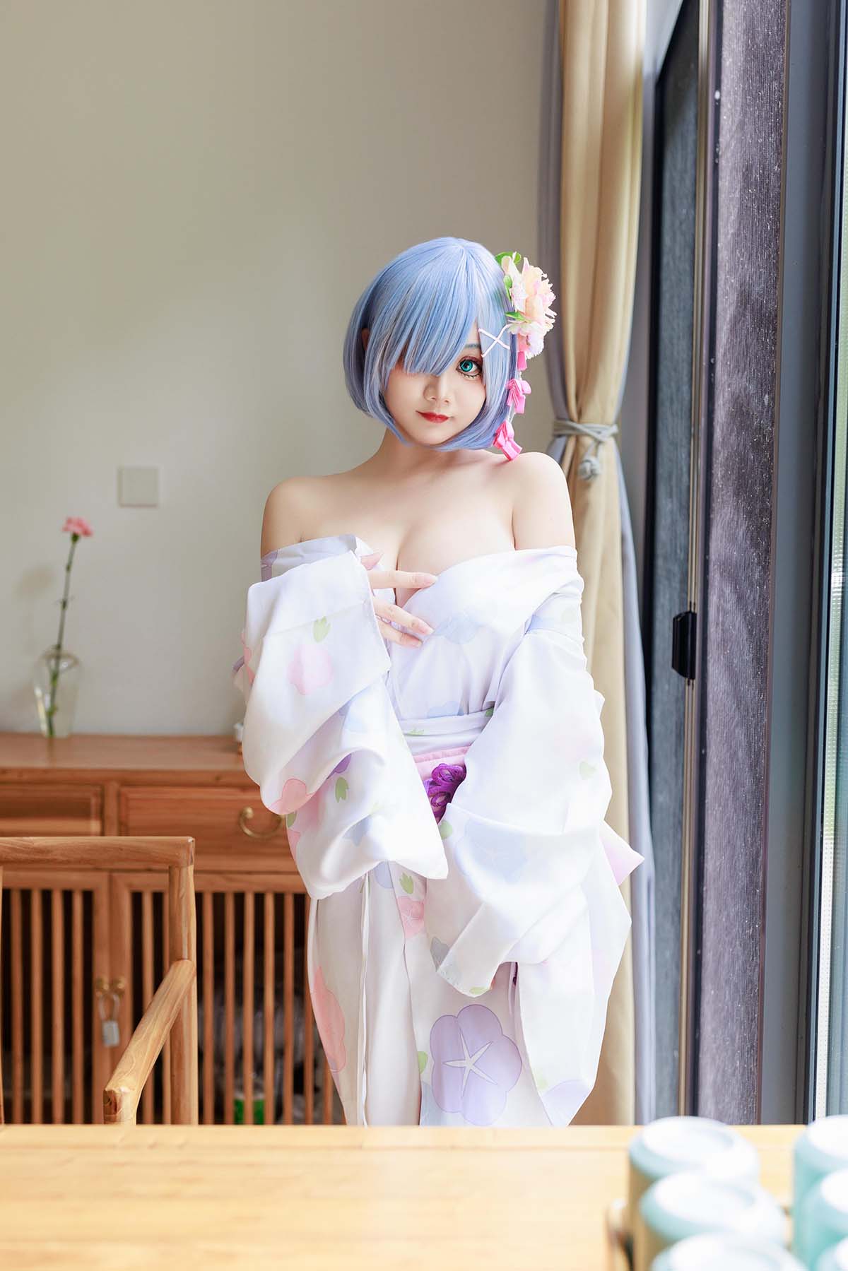 阿雪雪 – 蕾姆和服 Cosplay-第1张